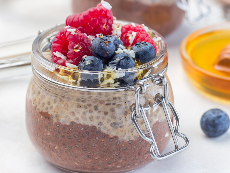 high protein make ahead breakfast (Chia Seed Pudding with Peanut Butter)