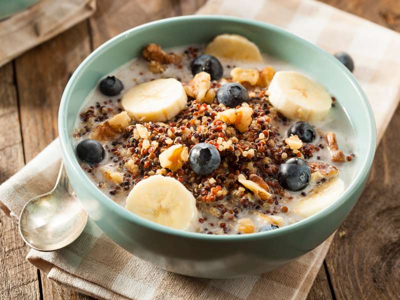 high protein make ahead breakfast (Quinoa Breakfast Bowls with Nuts & Seeds)