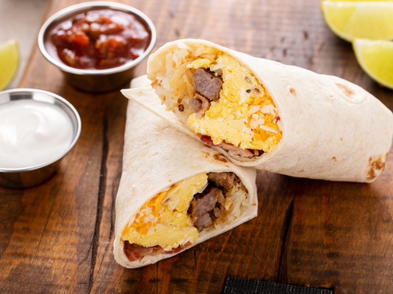 high protein make ahead breakfast (Burritos with Eggs & Chicken Sausage)