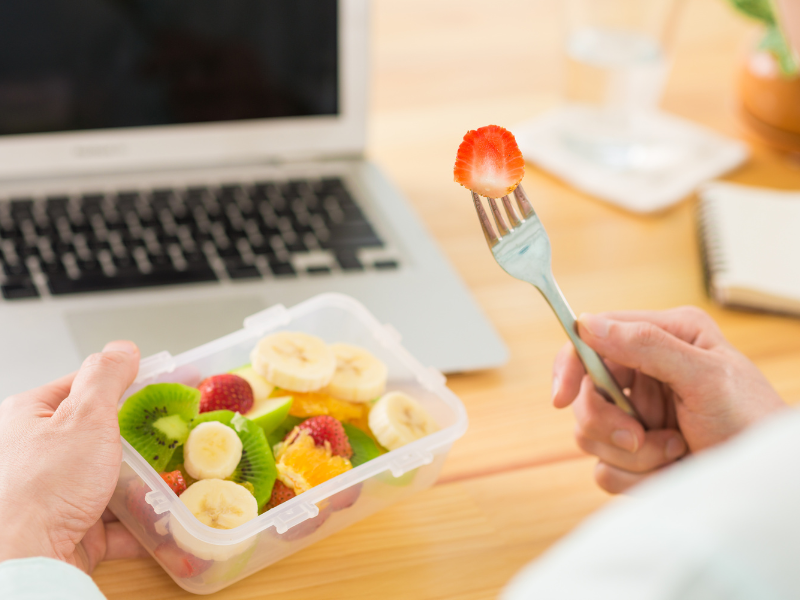 healthy snacks for the office (Fresh Fruit with Nut Butter)